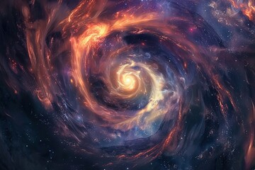 Wall Mural - a spiral galaxy with a bright yellow star in the center, generative ai image