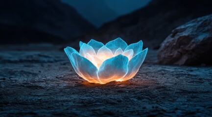 Poster - Glowing lotus flower in the dark