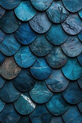 Wall Mural - Overlapping blue and black scales texture