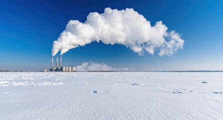 Poster - Smoking chimneys on a frozen lake