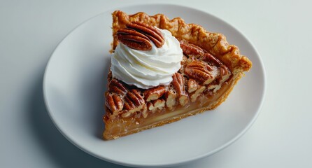 Canvas Print - Delicious pecan pie with whipped cream topping