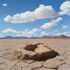 Poster - Vast desert landscape with cloudy sky