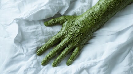 Wall Mural - Closeup of a green vegetable hand