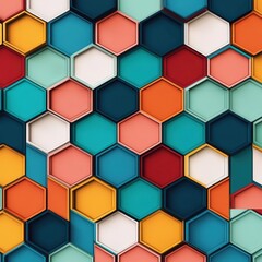 Wall Mural - Abstract Colorful Hexagon Tile Pattern Background