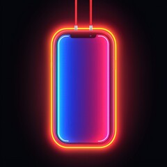 Wall Mural - Neon Phone Frame Mockup   Colorful Smartphone Display with Glowing Border