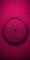 Canvas Print - Pink Background with Spider Web and Spider in Circle