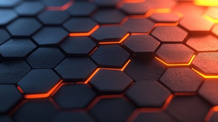 Wall Mural - Abstract Hexagon Pattern with Glowing Edges   Futuristic Tech Background