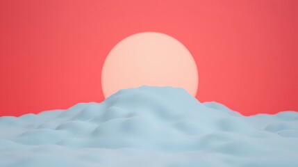 Wall Mural - Abstract Minimalist 3D Render with Blue Snow and Pink Background