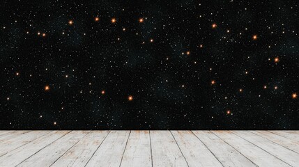 Wall Mural - Night Sky with Stars on Wooden Floor Background