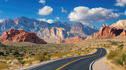 Sticker - Scenic Road Through Colorful Desert Landscape