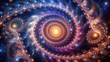 Wall Mural - expanding fractal spirals resembling a galaxy in medium shot