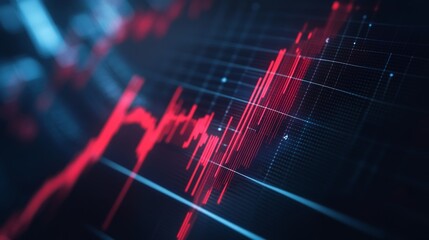 Leinwandbilder - Abstract Red Stock Market Data Visualization Background