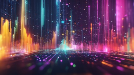 Aufkleber - Vibrant Abstract Digital Waveform Background