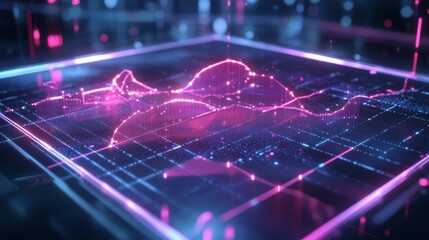 Leinwandbilder - Digital Data Visualization with Neon Colors