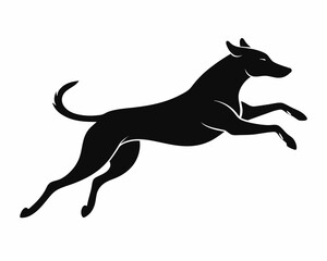 Wall Mural - A detailed animal silhouette of a leaping dog.