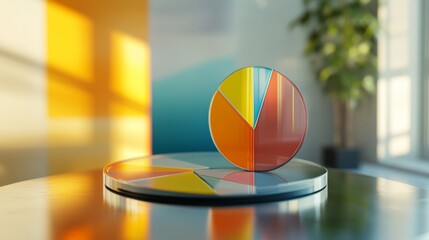 Fototapete - Colorful Pie Charts on a Modern Table Display