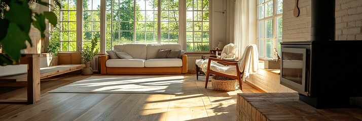 country home interior, simple, minimalist, natural soft lighting, winter 