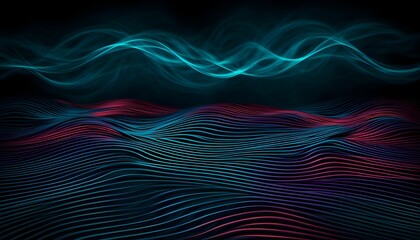 Wall Mural - Vibrant abstract design with flowing wavy patterns in red, blue, and orange, evoking a sense of dynamic movement and energetic expression