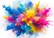 © Adisorn - Vibrant watercolor splatters in shades of blue, pink, and yellow explode on a white background, creating a dynamic, abstract, and playful artistic expression.