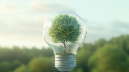 A tree is inside a light bulb