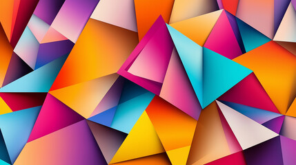 Aufkleber - Colorful abstract geometric background with overlapping triangles creating a modern and vibrant design