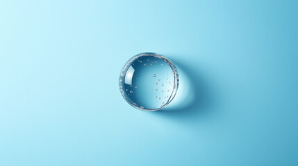 Leinwandbilder - Transparent sphere with air bubbles is casting a shadow on a blue background