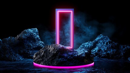 Neon Portal in a Glowing Landscape