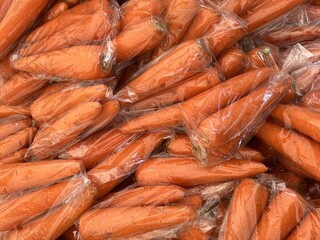 pile of carrot in a supermarket. healthy food