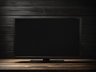 modern tv monitor on wooden table