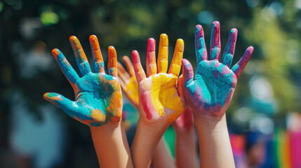 Colorful handprints symbolize unity and hope during Human Rights Day celebrations in the community