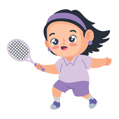 Wall Mural - cute girl playing tennis