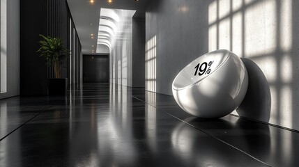 Poster - A modern hallway featuring a sleek device displaying humidity.