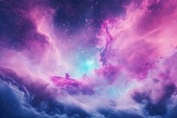 Wall Mural - Abstract colorful nebula galaxy cloudscape with stars and cosmic dust background for fantasy or space art design