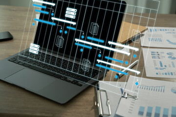 Project management virtual diagram on computer Project management schedule plan