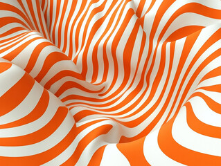 Torus 3D optical illusion raster illustration. Hypnotic white and orange tube image. Contrast twisting loops, stripes ornament. Endless effect psychedelic pattern