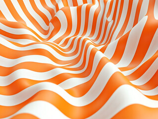 Torus 3D optical illusion raster illustration. Hypnotic white and orange tube image. Contrast twisting loops, stripes ornament. Endless effect psychedelic pattern