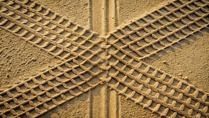 Tire tracks crisscrossing on a sandy texture background, 4x4, tracks, tire, sand, off-road, adventure, rugged, pattern