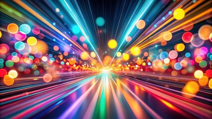 Poster - Vibrant abstract light trails and bokeh effects , vibrant, abstract, light trails, bokeh, colorful, glowing