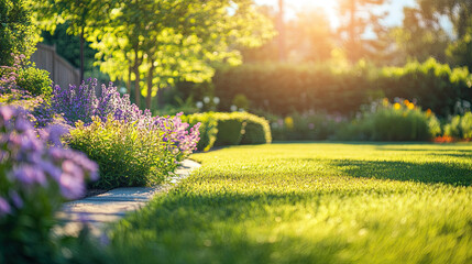 Wall Mural - Beautiful spring, summer garden in full bloom.