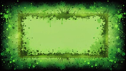 Poster - Grunge frame with green splatter effects , grunge, frame, border, green, splatter, texture, abstract, background, design, rough