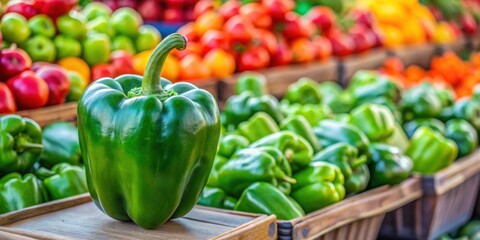 Poster - Fresh green pepper on display at the local farmer's market, organic, vegetables, fresh, produce, market, healthy