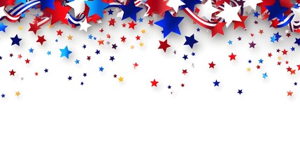 Festive Stars and Ribbons 4th of July Independence Day Patriotic Background