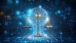 © Raffaza - A golden scale of justice with a glowing digital brain in the background, representing the concept of artificial intelligence and law.