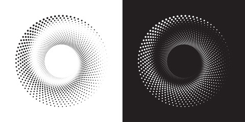 Leinwandbilder - Halftone circular frame logo set. Circle dots isolated on the white background. Fabric design element. Halftone circle dots texture. Vector design element for various purposes.	
