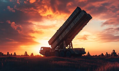 Wall Mural - Military Missile Launcher at Sunset