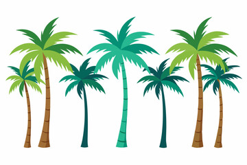 Wall Mural - Vector graphics of palm tree set on white background