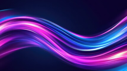 Wall Mural - Experience the allure of a dark blue abstract background, illuminated by ultraviolet neon glows and dynamic light trails.