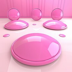 Pink, Shiny,  Round,  Geometric Shapes in a  Minimalist  Setting