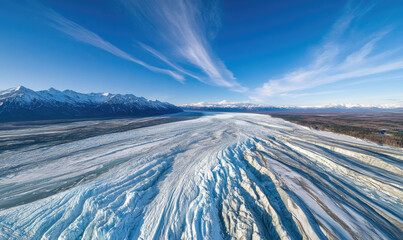 Sticker - A drone shot of the glacial ice field the vastness is awe-inspiring and breathtaking