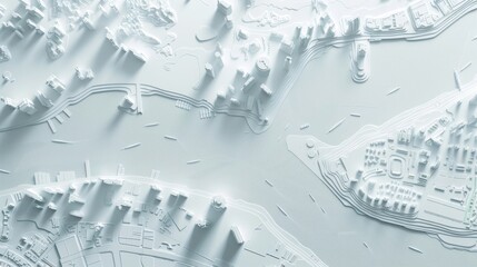 Sticker - The picture of Shenzhen City Relief Map, Relief in white silhouette 